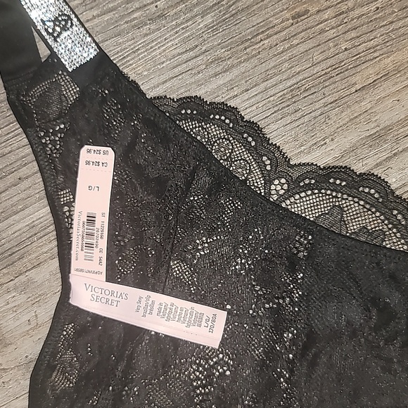 Victoria's Secret Very Sexy Brazilian Slip 🐈‍⬛️Black Lace🐈‍⬛️ Large *NEW* - Picture 5 of 8